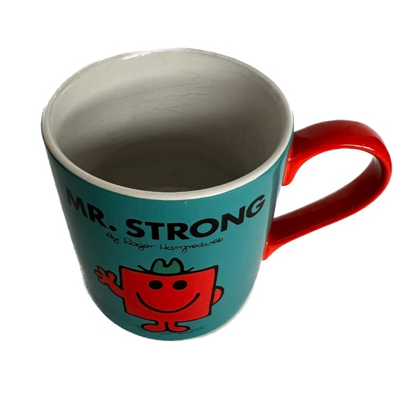 Mr Strong Ceramic Mug Dated 2014 Blue and Red Roger Hangreave Mr Men Little Miss - Picture 2 of 4